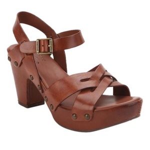 Kork-Ease Deborah Platform Leather Studded Sandals Chunky Wood Heel